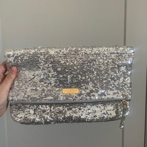 Halston Heritage Silver Sequin Clutch Bag